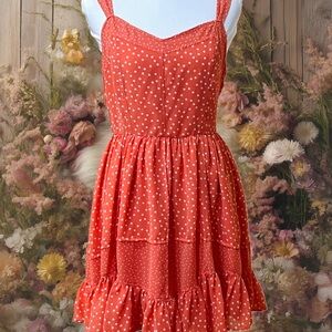 LC Lauren Conrad Red Polka Dot Midi Dress